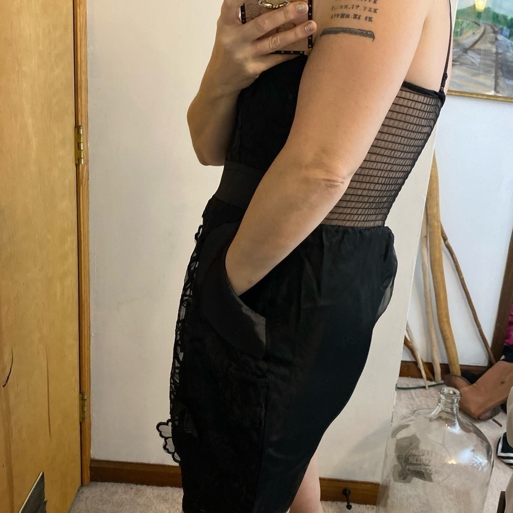 NWT Lucy Paris Black Lace Appliqué Cocktail Dress - Picture 2 of 16